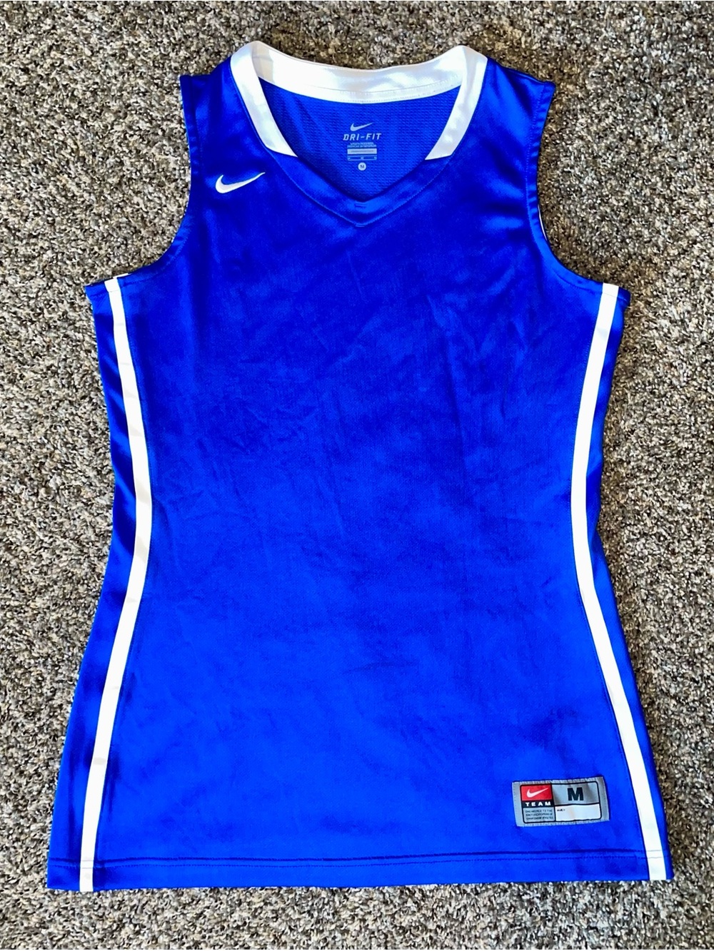 Nike Royal Blue and White Dri-FIT Women's Tank Top Size Medium
